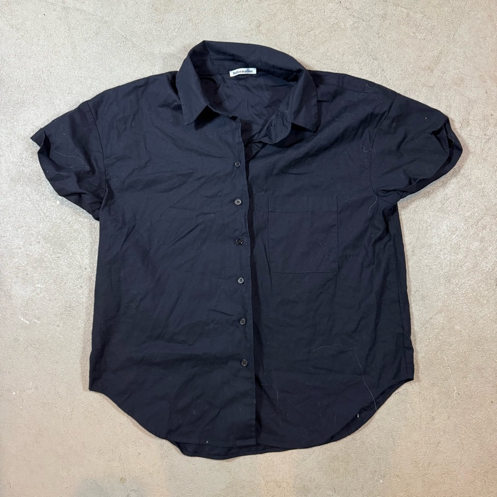 Reformation Black Casual Button Down Shirt